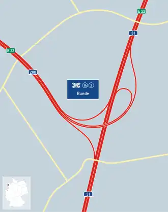 Übersichtskarte Autobahndreieck Bunde