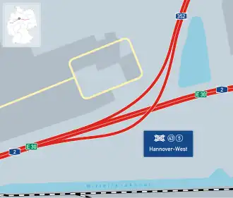 Übersichtskarte Autobahndreieck Hannover-West