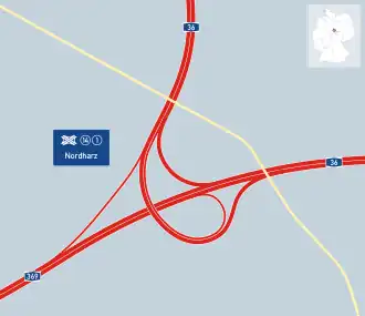 Übersichtskarte Autobahndreieck Nordharz