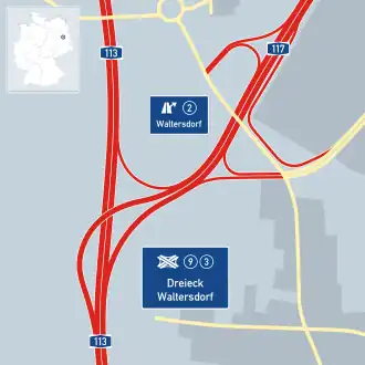 Übersichtskarte Autobahndreieck Waltersdorf