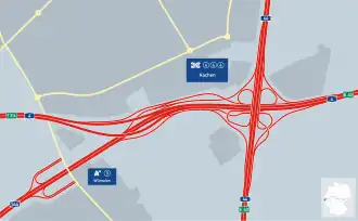 Übersichtskarte Autobahnkreuz Aachen
