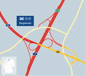 Übersichtskarte Autobahnkreuz Bargteheide