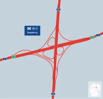 Übersichtskarte Autobahnkreuz Magdeburg