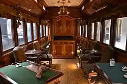 Interieur des Rauch­ab­teiles von Hz 005 im NTM Prag