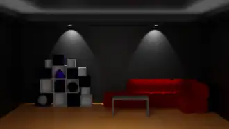 Schwarze Wände (die Lichtinstallation ist in allen folgenden Beispielen dieselbe)