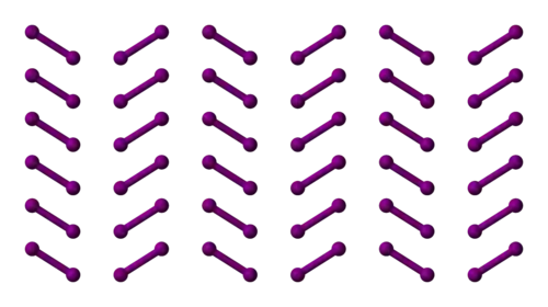 Struktur einer Schicht im festen Iod