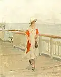 Flaneurin auf dem Pier von Scheveningen, um 1910