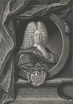 Isaak Buirette von Oehlefeld (1638–1708), Herr auf Hassenberg und Wilhelmsdorf, Handelsherr, Inhaber einer Bierbrauerei, königlich preußischer Rat und Resident zu Nürnberg[12]