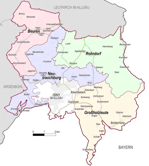 Isny im Allgäu mit seinen Stadtteilen