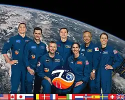 Russland Nikolai Tschub, Russland Konstantin Borissow, Danemark Andreas Mogensen, Russland Oleg Kononenko, Vereinigte Staaten Jasmin Moghbeli, Japan Satoshi Furukawa, Vereinigte Staaten Loral O’Hara