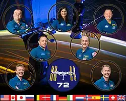 von links oben: Russland Alexei Owtschinin, Vereinigte Staaten Sunita Williams, Vereinigte Staaten Barry Wilmore, Russland Iwan Wagner, Vereinigte Staaten Donald Pettit, Russland Alexander Gorbunow, Vereinigte Staaten Nick Hague