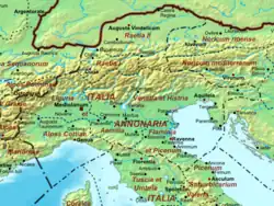 Der Verantwortungsbereich des Dux (Raetia I und II) zu Beginn des 5. Jahrhunderts