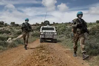 Soldaten und Lince der Brigade, 2020 an der Blauen Linie im Libanon