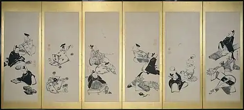 Ein Stellschirm der 36 Unsterblichen Poeten