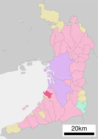 Lage Izumiōtsus in der Präfektur