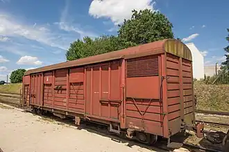 Gedeckter Güterwagen rumänischer Herkunft als Fahrradwagen