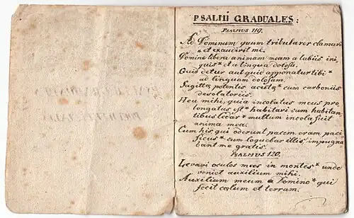 Ein Psalmheft, geschrieben vom Hl. Johann Nep. Neumann, 1832.