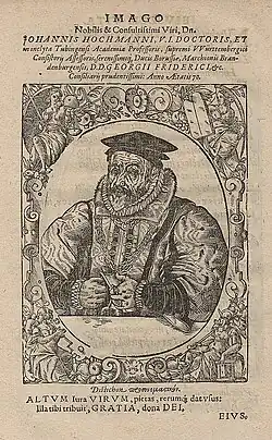 Johann Hochmann in Imagines professorum Tubingensium, 1596