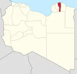 Die Lage von Munizip al-Dschabal al-Achdar in Libyen