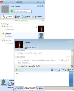 Kontakteliste und Chat-Fenster