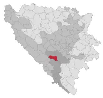 Lage der Gemeinde Jablanica (Bosnien und Herzegowina) in Bosnien und Herzegowina (anklickbare Karte)