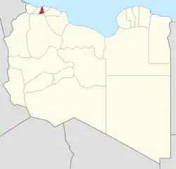 Die Lage von Munizip al-Dschifara in Libyen