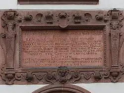 Inschrift über der Eingangstüre im Domhof. Domhof erbaut 1578 für den Schaffner des Domstiftes.