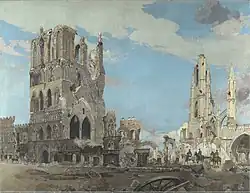 James Kerr-Lawson: The Cloth Hall, Ypres (Die Tuchhalle in Ypern), entstanden zwischen 1917 und 1919. Canadian War Museum, Ottawa, Kanada