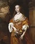 Jane Needham, verheiratete Mrs. Myddleton, wurde von John Evelyn als 'berühmte und in der Tat unvergleichliche Schönheit"[51] bezeichnet, weigerte sich jedoch die Geliebte Charles' II. zu werden. Dieses Porträt zählt zur Reihe der „Windsor Beauties“ von Peter Lely, ca. 1663–1665.