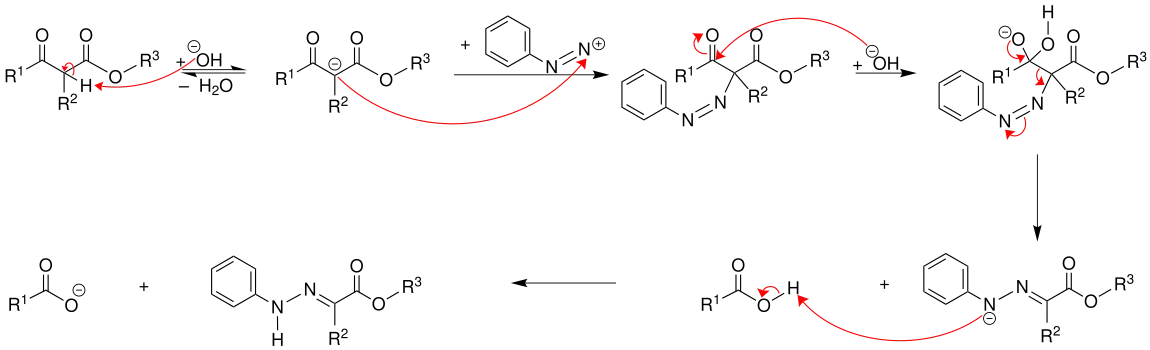 Mechanismus der Japp-Klingemann-Reaktion (Ester)