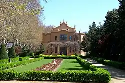 Ansicht des Camps Elisis in Lleida mit Meerjungfrauen-Springbrunnen
