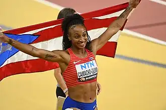 Jasmine Camacho-Quinn bei den Weltmeisterschaften 2023 in Budapest