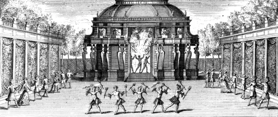 Szenenbild des dritten Akts. Partiturausgabe von 1709