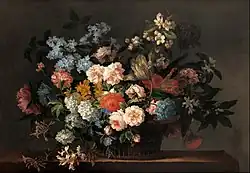 Blumen in einem Korb, Öl auf Leinwand, 73 × 103,50&nbsp;cm, Art Gallery of South Australia, Adelaide
