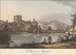 Burg Tharandt, altkolorierter Umrisskupferstich, um 1800