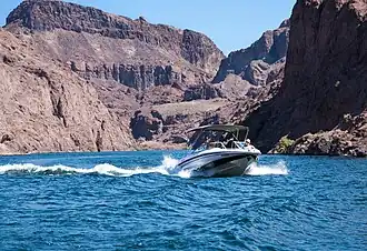 Motorboot auf dem Lake Mead, 2012