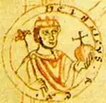 Heinrich V. mit den Reichsinsignien