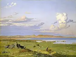 Johan Thomas Lundbye: Landschaft am Arresø mit Blick auf die Wanderdüne bei Tisvilde, 1838, Thorvaldsens Museum