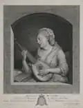 La joueuse de cistre, Stich von Johann Gotthard von Müller nach einem Gemälde Willes