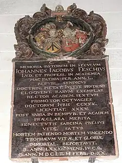 Johann Jakob Fäsch (1752–1832) evangelischer Geistlicher. Epitaph im Basler Münster.