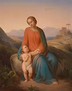 Maria mit Kind vor einer Landschaft