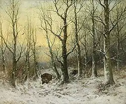 Wildschweine in Winterlandschaft