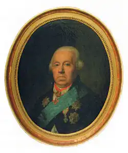 Josias von Qualen, Träger des Elefanten-Ordens, des Dannebrog­ordens und des St.-Annen-Ordens.