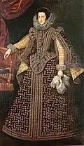 Juan van der Hamen y León (?), Isabel de Borbón, 199,2 × 115&nbsp;cm, Öl auf Leinwand, Instituto de Valencia de Don Juan in Madrid
