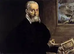 El Greco, Giulio Clovio, 58 × 86&nbsp;cm, Öl auf Leinwand, um 1570, Museo Nazionale di Capodimonte in Neapel