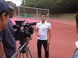 Jung Ji-hyun, Olympiasieger 2004, bei einem Interview 2014