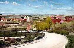 Kählers Gebäude hinter der Bank in Næstved, Gemälde von L.A. Ring, 1895