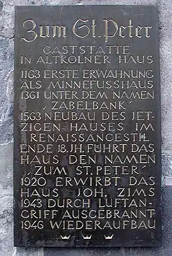 Historientafel an der Hauswand