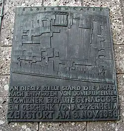 Gedenktafel für die Synagoge Glockengasse