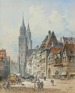 Nürnberger Königsstrasse mit St. Lorenzkirche 1884